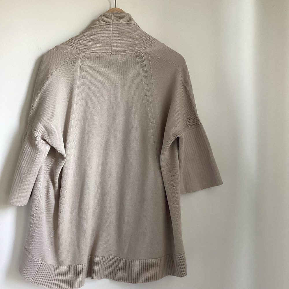 Lafayette 148 Cardigan Sweater Womens Small Tan Open Front Knit Chunky Classic - Picture 7 of 14